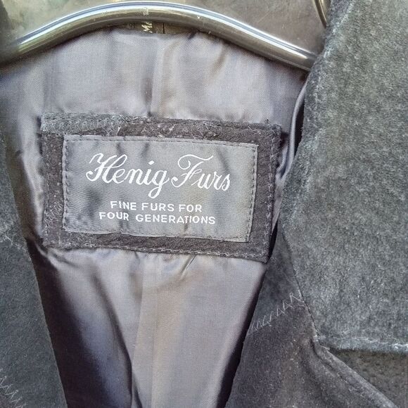 Henig Furs Suede Patch Blazer / Jacket Black Size L Fully Lined NWT - Picture 3 of 10